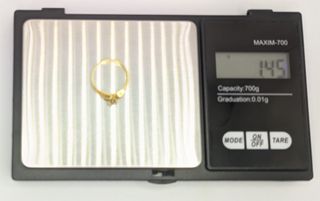 Anillo Oro 18K Solitario 1.45g T-8