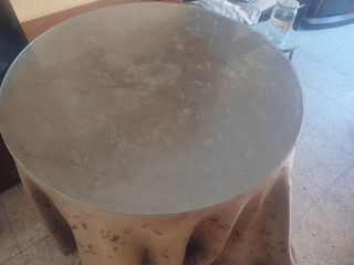 Mesa camilla con cristal y manteles