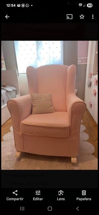 Sillón mecedora lactancia rosa