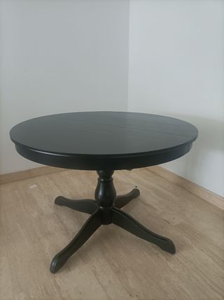 Mesa redonda extensible IKEA INGATORP negra