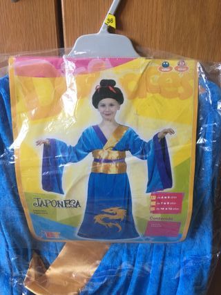 Disfraz Niña Japonesa 4/6 años Azul y Dorado