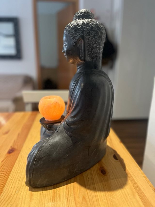 Figura Buda Cerámica Gris