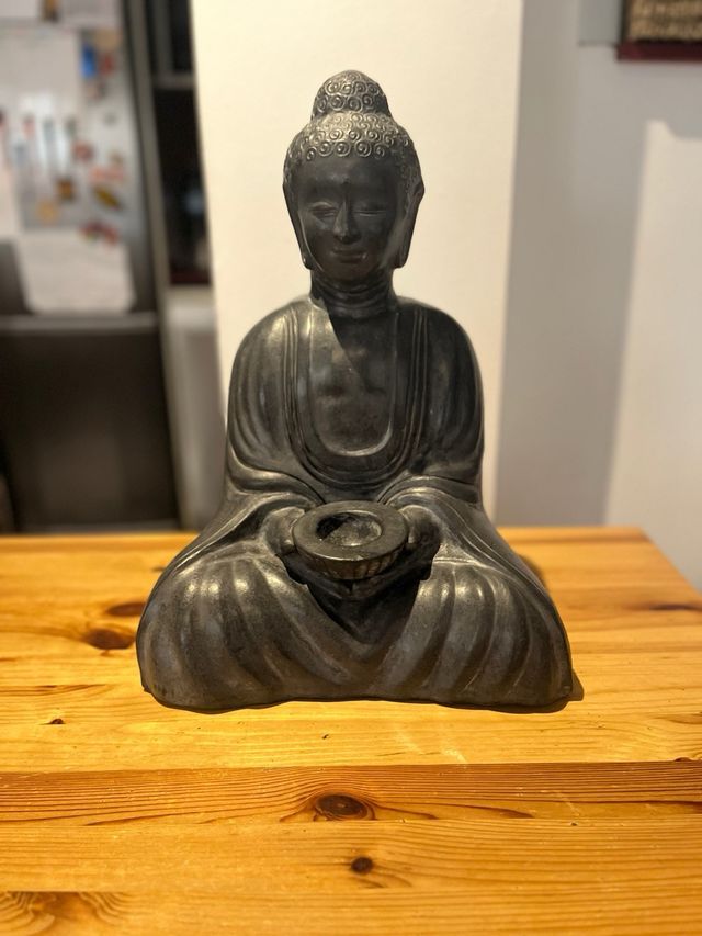 Figura Buda Cerámica Gris