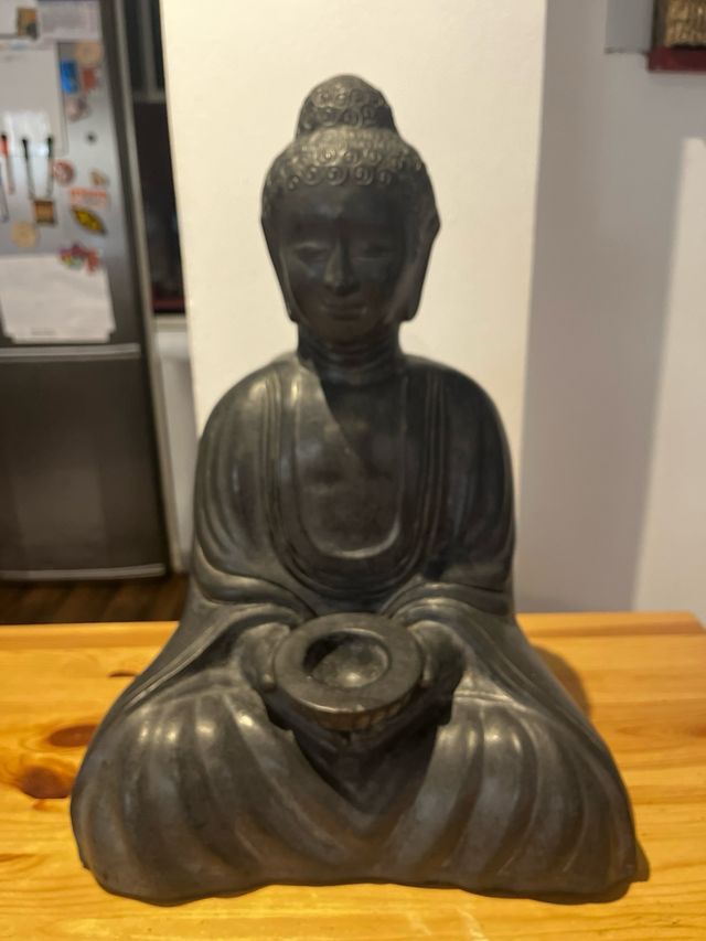 Figura Buda Cerámica Gris