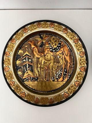 2 Platos Decorativos Metálicos Egipcios