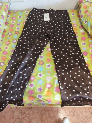 Pantalones Zara seda lunares talla M