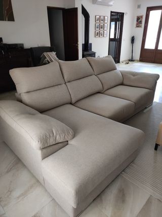 Sofá chaise longue beige
