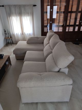 Sofá chaise longue beige