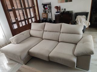 Sofá chaise longue beige