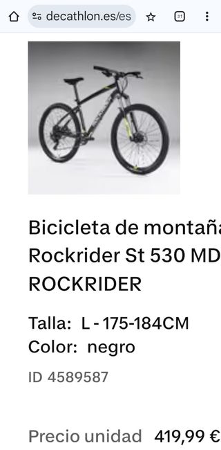 Bicicleta Rockrider ST530 Negra talla L