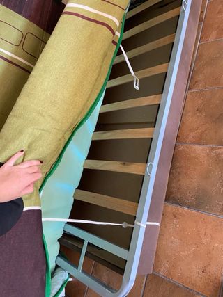 Sofá Cama Tela Marrón y Verde