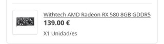 Tarjeta Grafica Withtech AMD RX 580 8GB GDDR5