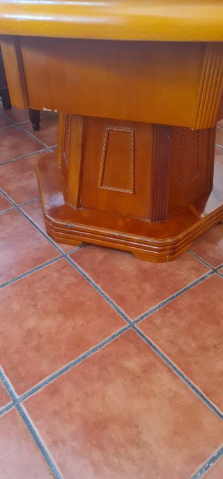 Mesa Redonda Antigua Madera y Cristal