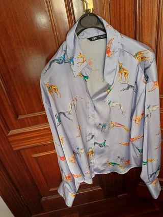 Camisa Zara Perros Talla M y pantalón stradivarius