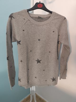 Jersey gris mujer con estrellas 
