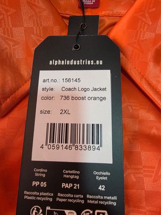 Chaqueta Alpha Industries Naranja
