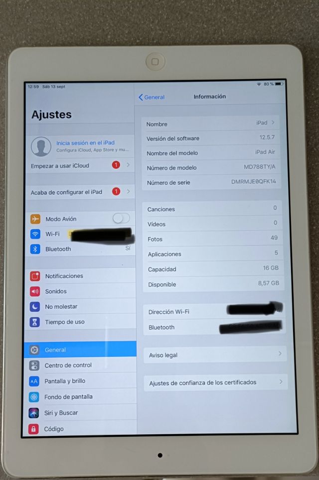 iPad Air Apple 16 GB Blanco