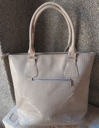 Bolso imitación piel serpiente beige