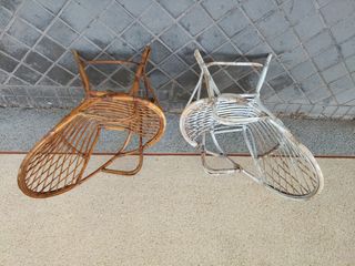 Silla con brazos mimbre vintage para terraza