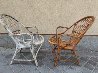 Silla con brazos mimbre vintage para terraza