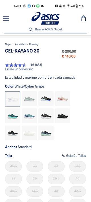 Zapatillas Asics Gel Kayano 30 Mujer Talla 39.5 
