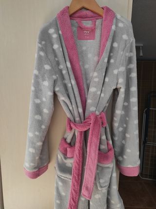 Bata niña nube gris y rosa talla 9-10