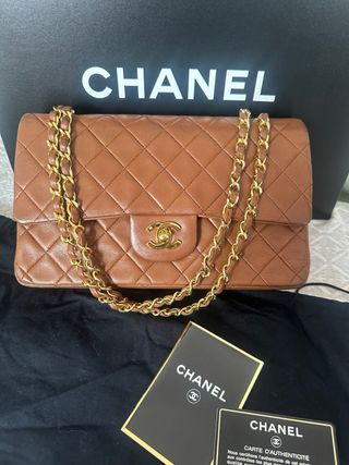 Bolso Vintage Chanel Medium Flap Caramel. Full set