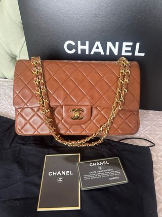 Bolso Vintage Chanel Medium Flap Caramel. Full set