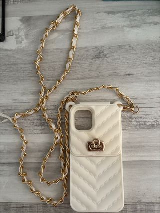 Funda para iPhone 11 móvil con cadena dorada
