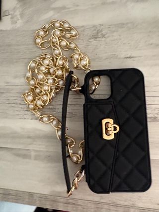 Funda para iPhone 11 móvil con cadena dorada