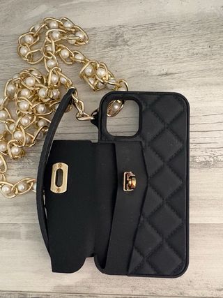 Funda para iPhone 11 móvil con cadena dorada
