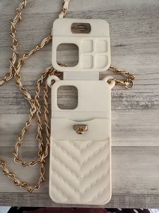 Funda para iPhone 11 móvil con cadena dorada