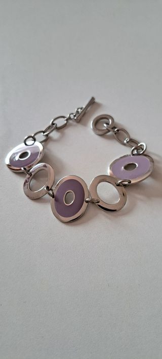 Pulsera Lotus Mujer Vintage Lila y Plata