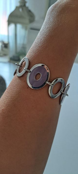 Pulsera Lotus Mujer Vintage Lila y Plata