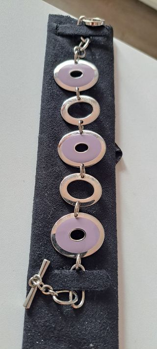 Pulsera Lotus Mujer Vintage Lila y Plata