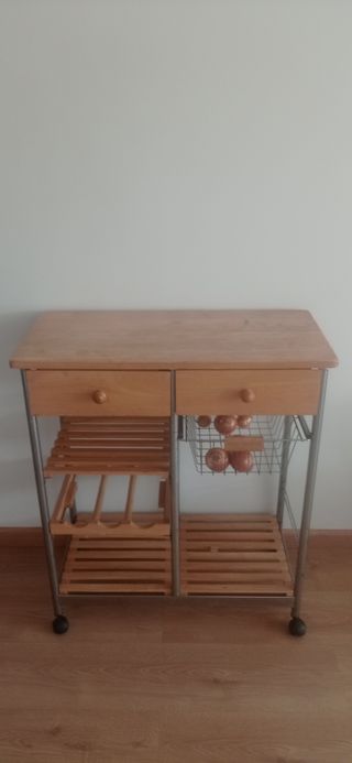 Mesa Auxiliar Cocina Madera y Metal