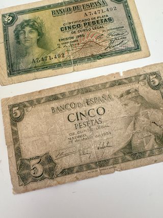 Billetes 5 Pesetas Banco de España (2 unidades)