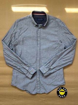 Camisa Zara Man Oxford Azul Claro Talla M