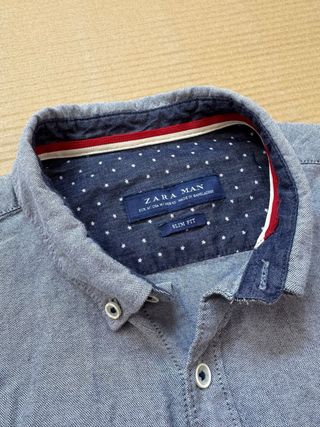 Camisa Zara Man Oxford Azul Claro Talla M
