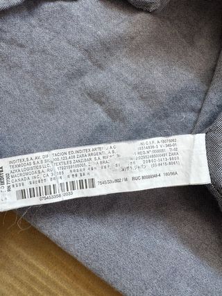 Camisa Zara Man Oxford Azul Claro Talla M