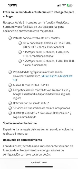 Amplificador Yamaha Receiver