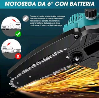 Motosega 6" 2 Batterie 48V + Accessori