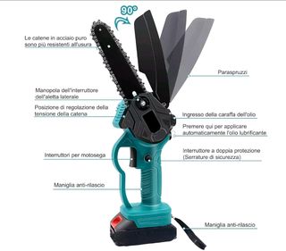 Motosega 6" 2 Batterie 48V + Accessori