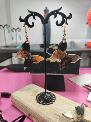 Orecchini Farfalla Glitterati Arcobaleno/Argento