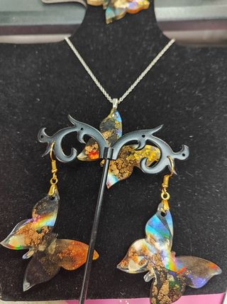 Orecchini Farfalla Glitterati Arcobaleno/Argento