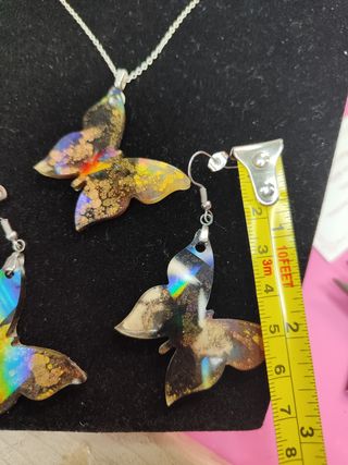 Orecchini Farfalla Glitterati Arcobaleno/Argento