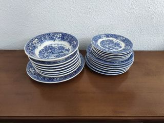 Vajilla Porcelana Italiana Azul y Blanca