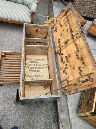 Baúl industrial madera y metal