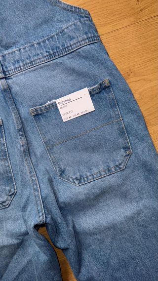 Peto Overol Vaquero Bershka Slim Fit Hombre XS