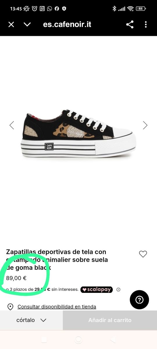 Zapatillas CaféNoir negras y doradas